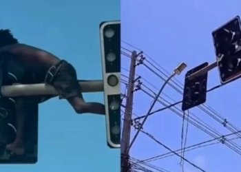 Homem é flagrado roubando cabos de semáforo na avenida Jorge Amado