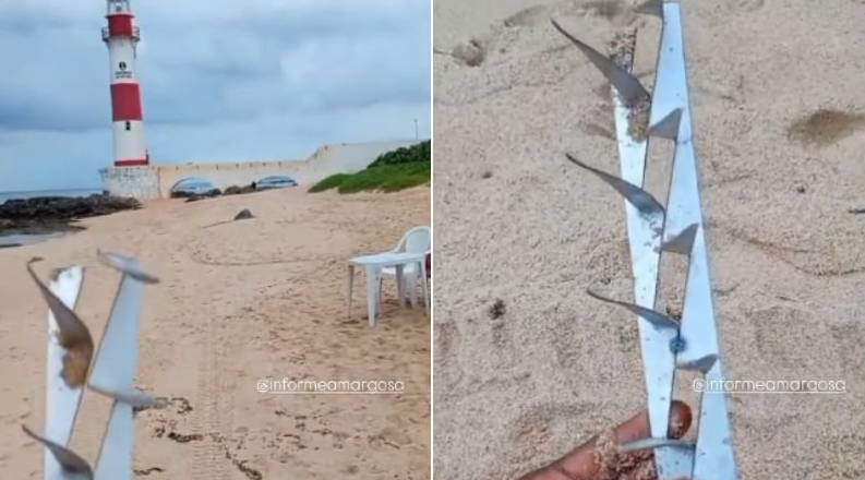 Corredor encontra objeto perfurante na areia de famosa praia de Salvador e faz alerta: ‘Coisa de gente perversa’.
